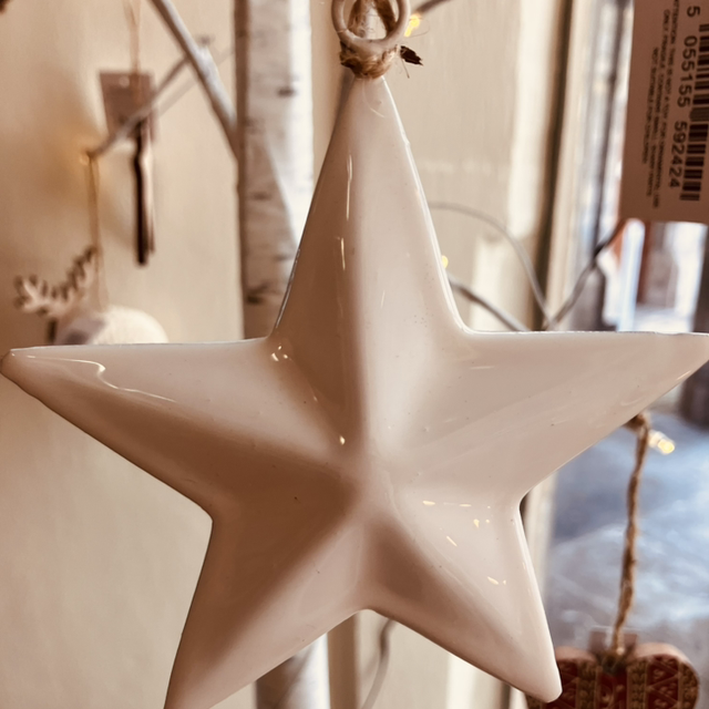Christmas Decorations - White Metal Star