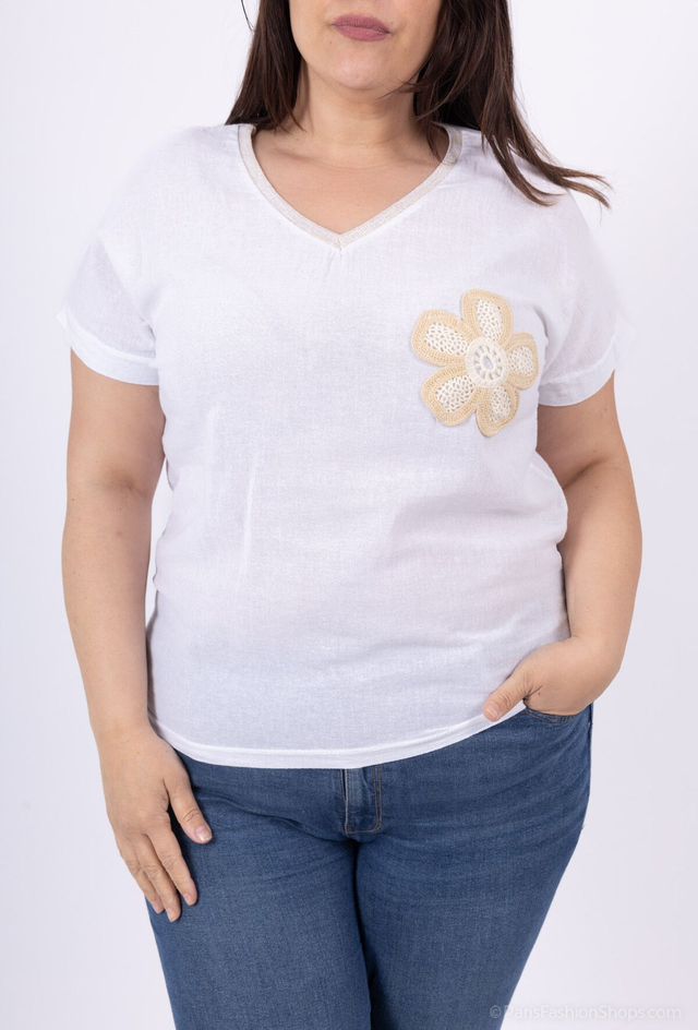 T-shirt blanc brodé