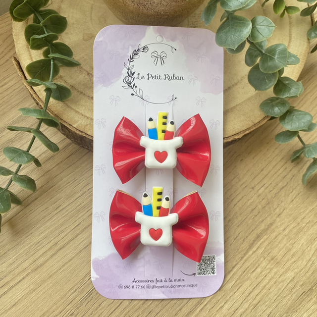 Paire de barrettes rentrée scolaire 