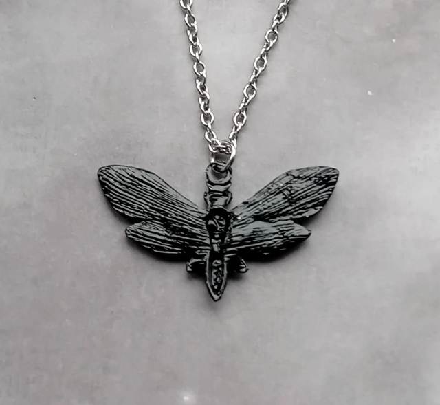 Black and Red Death's Head Moth Necklace