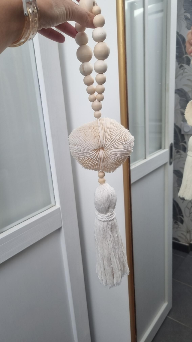 Embrasse corail pompon beige