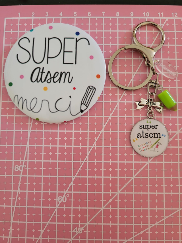 Duo Accroche-clés argenté Super ATSEM Fantaisiesland &amp; Miroir