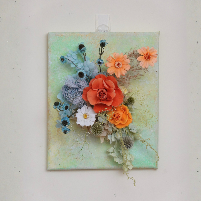 Apricot &amp; Sky | In Stock | 3D Flower Canvas