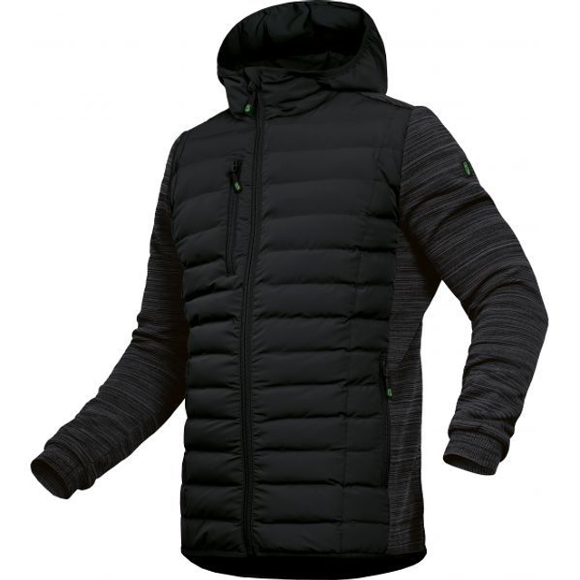 HE-Hybridjacke schwarz Strick/Steppstoff mit Kapuze 