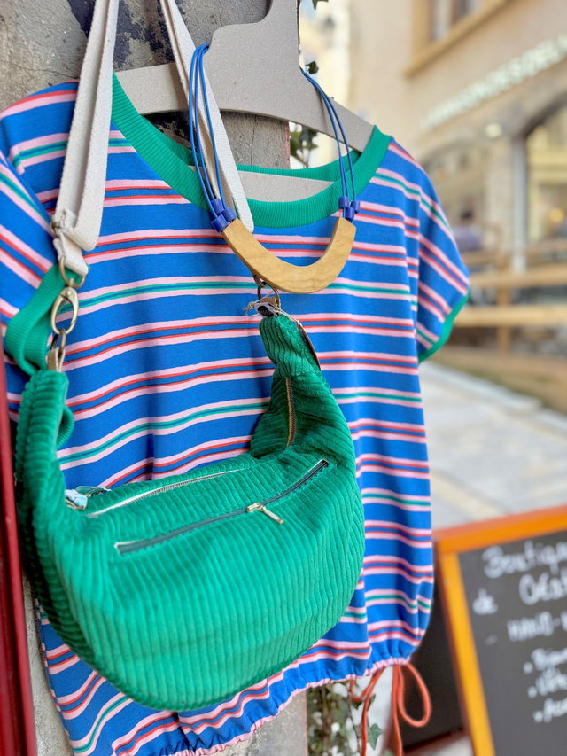 Sac Demi Lune velours côtelé - VERT