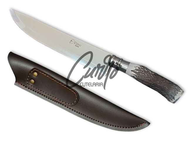 Faca Churrasco Elmo Aço Inox Cabo em Resina Tipo Cervo 9 Pol