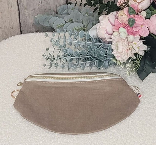 Sac banane velours beige