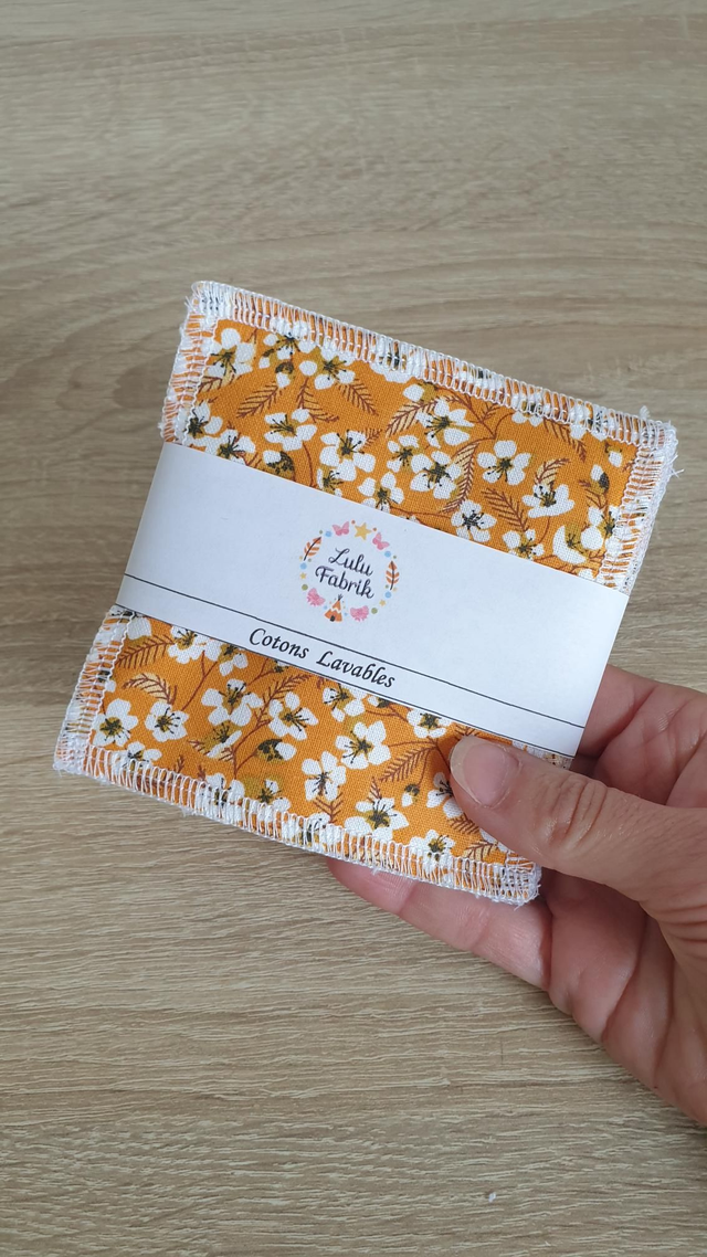 Lot de 4 cotons démaquillants FLEURI JAUNE 