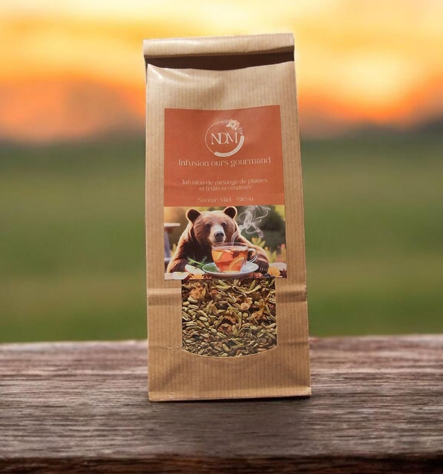 Infusion ours gourmand 100g chaud ou glacé - infusion de plantes et fruits aromatisés