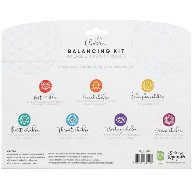 Chakra Balancing Incense Stick Kit with Wooden Holder