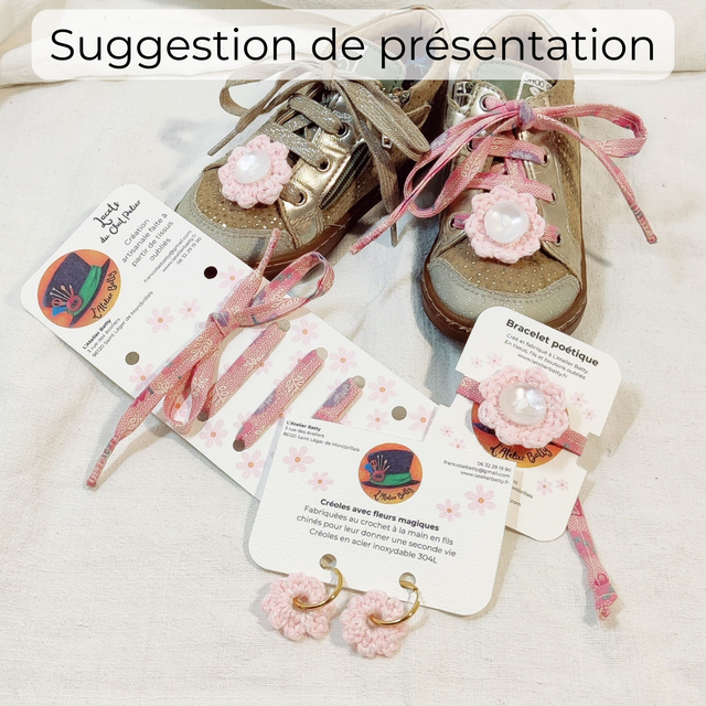 Boutons Fleurs Anémones roses paillettes