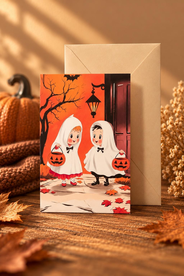 Trick or Treat – Halloweenkort i nostalgisk stil