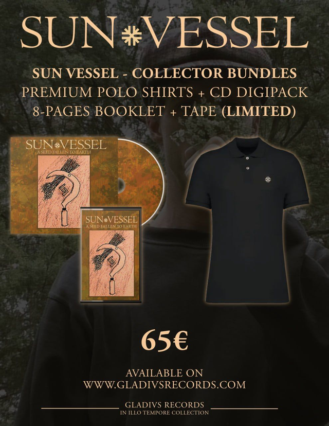 Pre-order:  Bundle Sun Vessel - A Seed Fallen To Earth - CD + Cassette + polo (Available in mid-October)