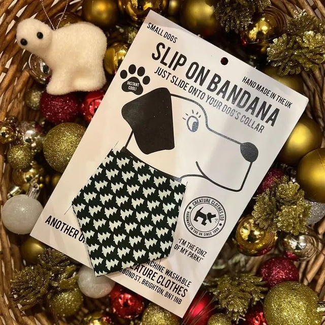 Slip On Dog Bandana - Geometric Christmas Trees