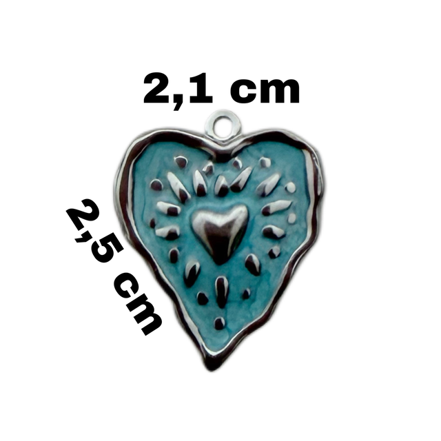 Charm cuore irregolare celeste 