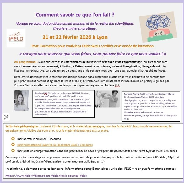 Post-Formation Neurosciences 21-22 février 2026 LYON