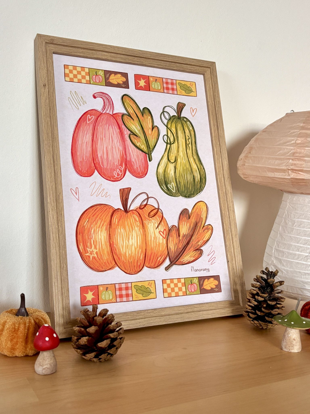 Pumpkin Gathering ~ illustration A4 &amp; A5