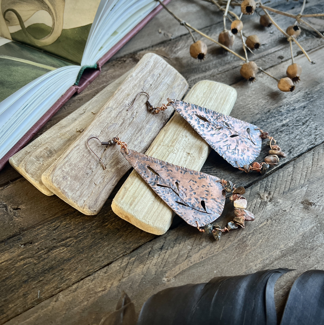 Boucles d’oreilles Cuivre et jaspe léopard 