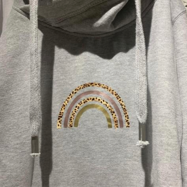 Multicoloured Leopard Rainbow Cross Neck Hoodie | Tambas Prints 