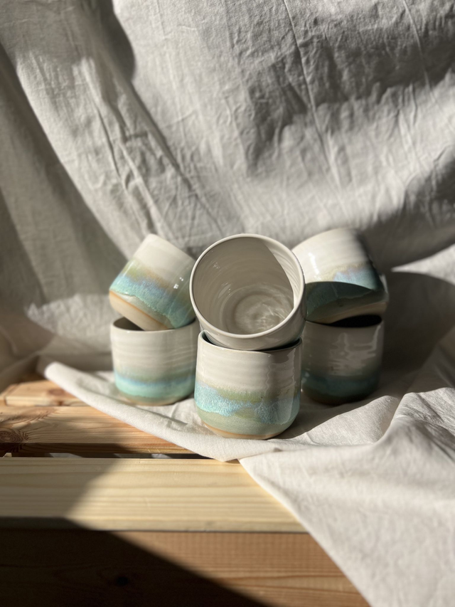 Cappuccinobecher Set "TURQUOISE WAVE" 