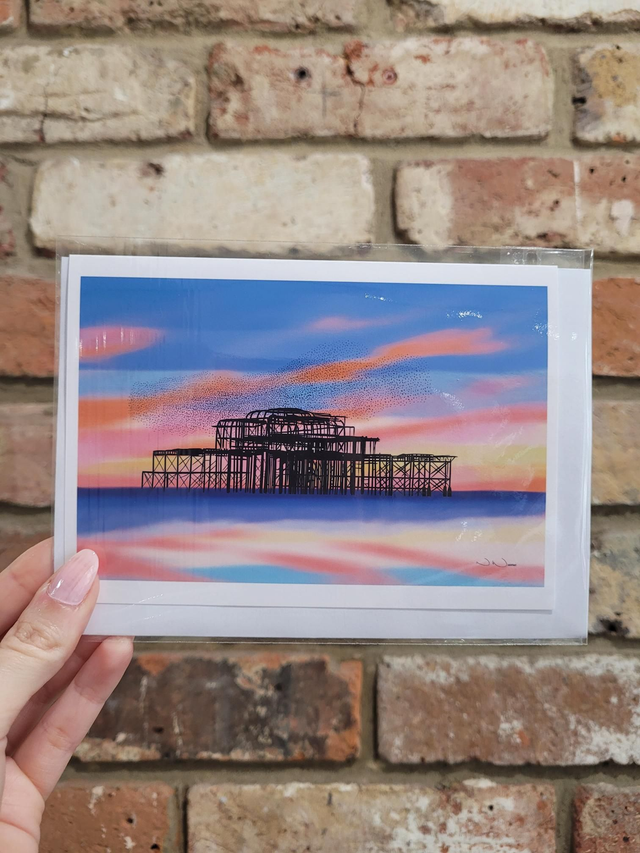 Sunset West Pier Greetings Card - NW-006