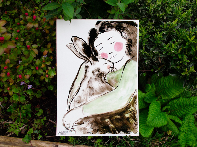 Embrace | Girl & Irish Hare | Print