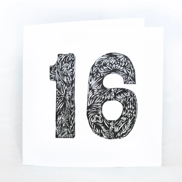 16th Monochrome Greeting Card