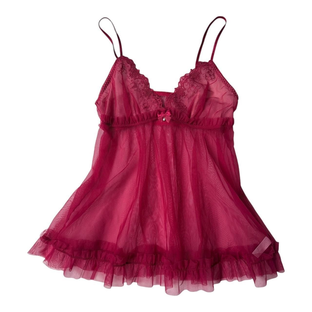 coquette reddish/pink floral embroidered cups cami