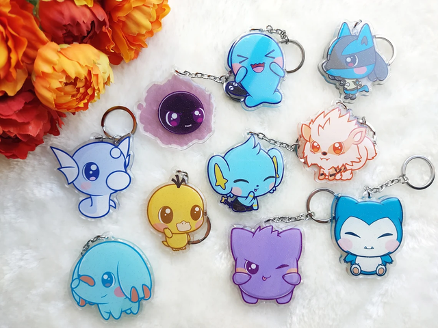 Llavero/Keychain Pokemon (Gengar, Dratini, Snorlax, Lucario, Shinx, Gastly, Phanpy, Arcanine, Psyduck, Wobbuffet)