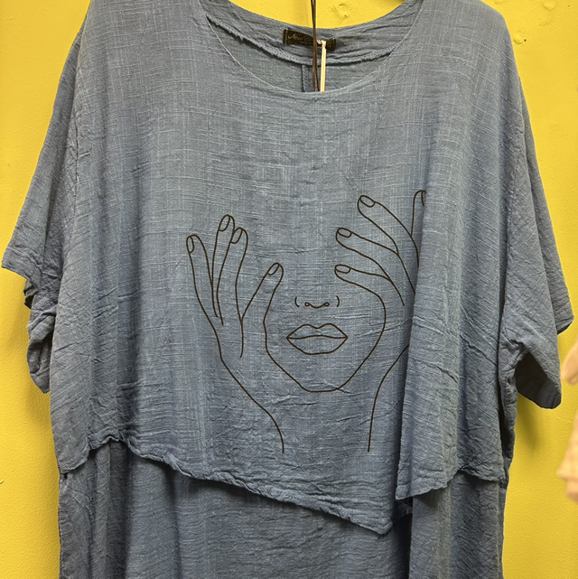 LMF - Blue Top with Face and Hands - Free Size - 1736
