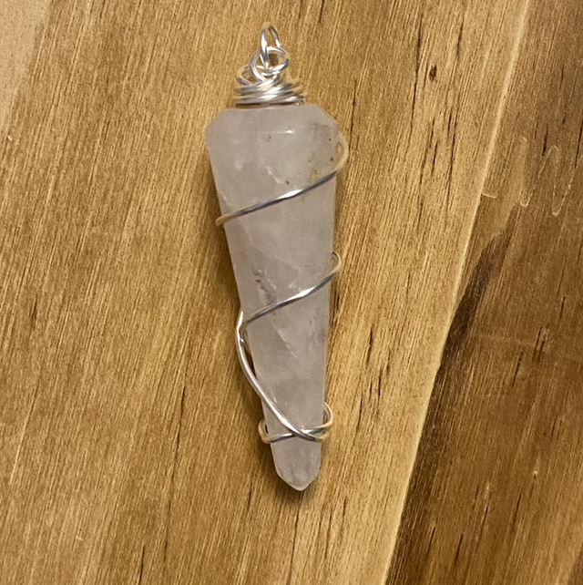 Rose Quartz wrapped necklace