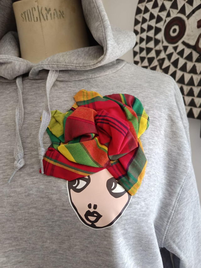 Sweat gris POUPETTE KREOL rouge