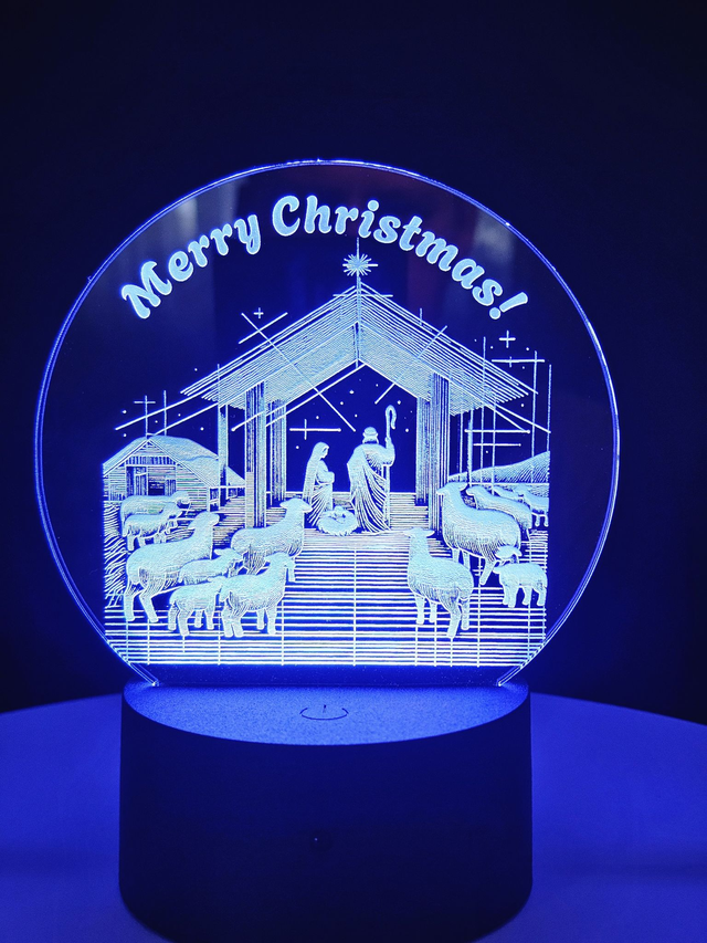 LED-Nachtlicht ,Merry Christmas" - Krippenszene