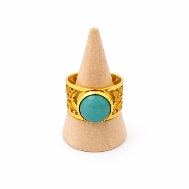 Anillo ajustable acero dorado y piedra 