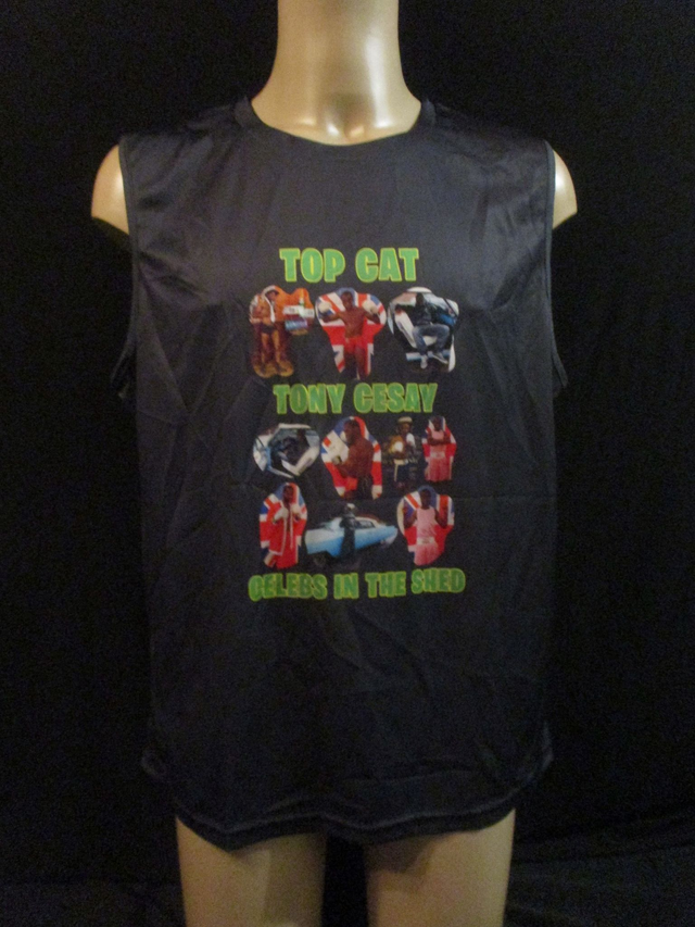 Tony Cesay ABA Champion Boxer Picture T-Shirt (Green &amp; Yellow Logo) ADULT 100% Polyester Crew Neck BLACK (X-Large) Vest Top 