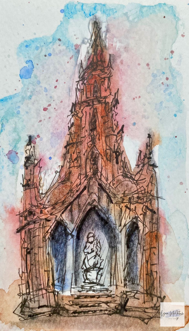 The Scott Monument, Edinburgh - Original Watercolour &amp; Pen Sketch 