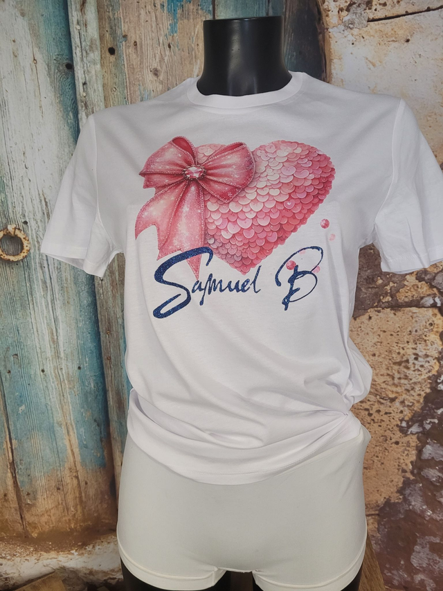 T-SHIRT FEMME BLANC (A64) &quot;Mon cœur&quot;