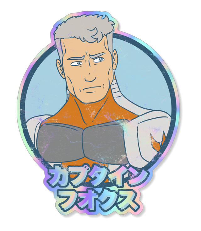 Vintage Captain Fox Holographic Sticker
