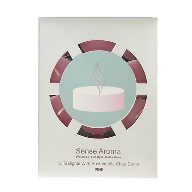 Sense aroma tealight candles 12 pack pink