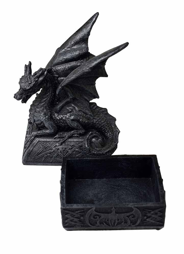 Black Dragon On Plinth Trinket Box.