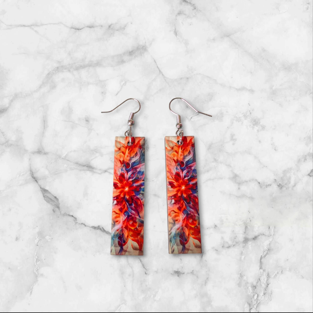 N°29 Boucles d'oreilles rectangulaires fantaisie hypoallergénique 