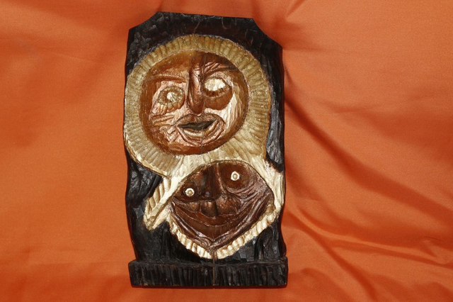 Holzzskulptur geschnitzt, Sonne