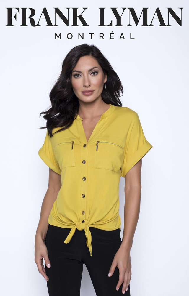 Frank Lyman 201509 okrankeltainen pusero upein yksityiskohdin