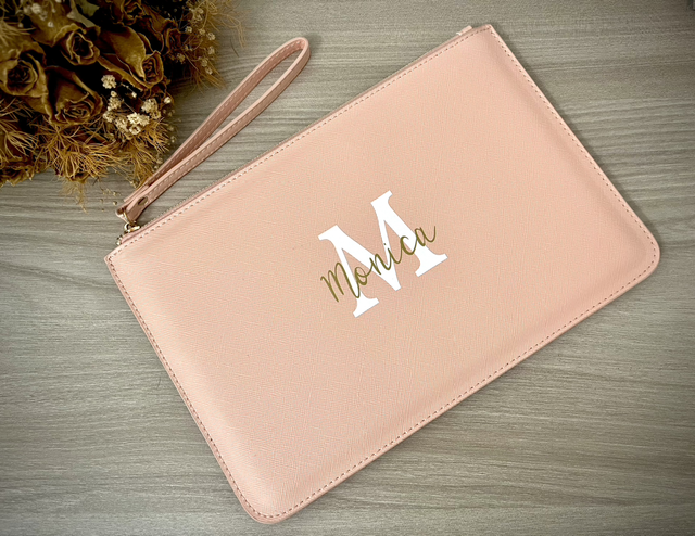 Pochette in ecopelle saffiano