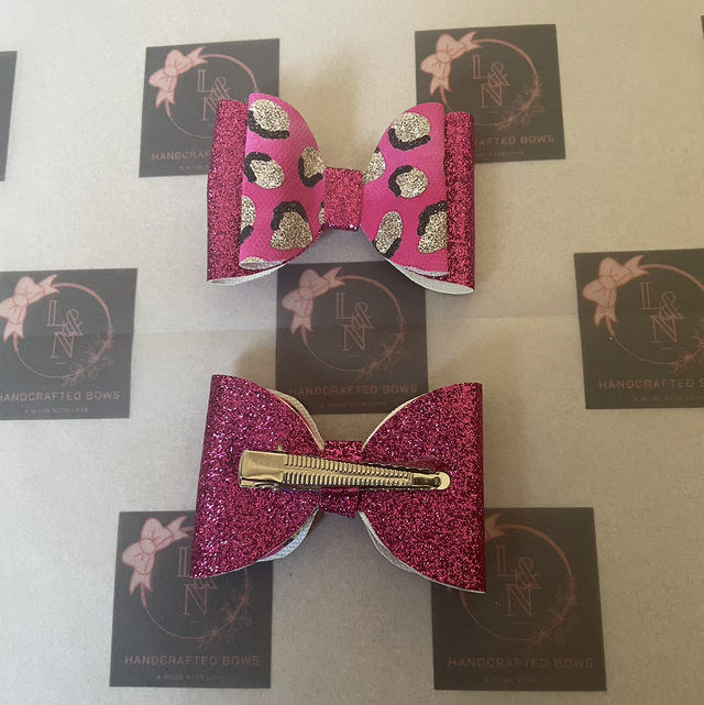 Pink &amp; Gold Leopard Print Bows