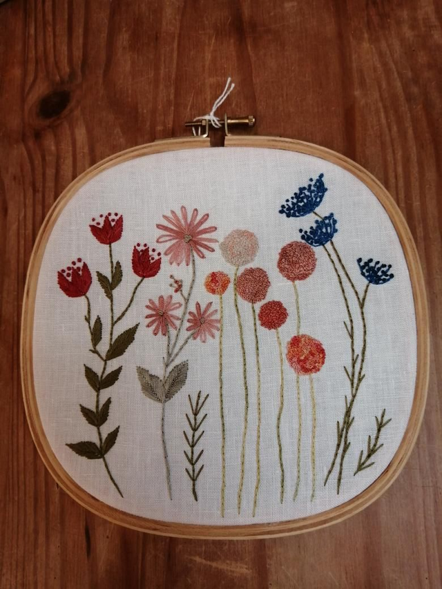 Tambour brodé Fleurs des champs