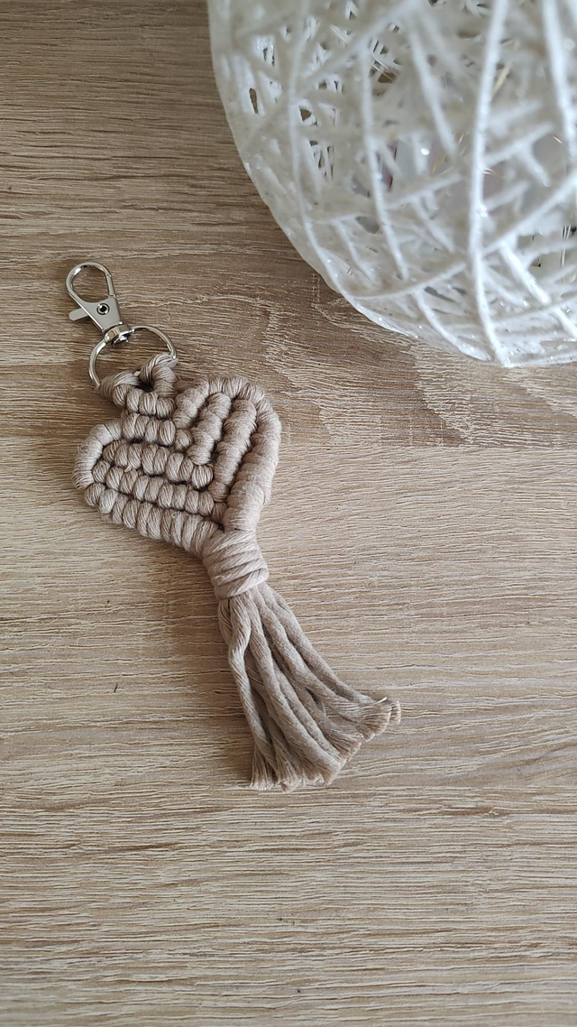 Porte-clé cœur • Beige