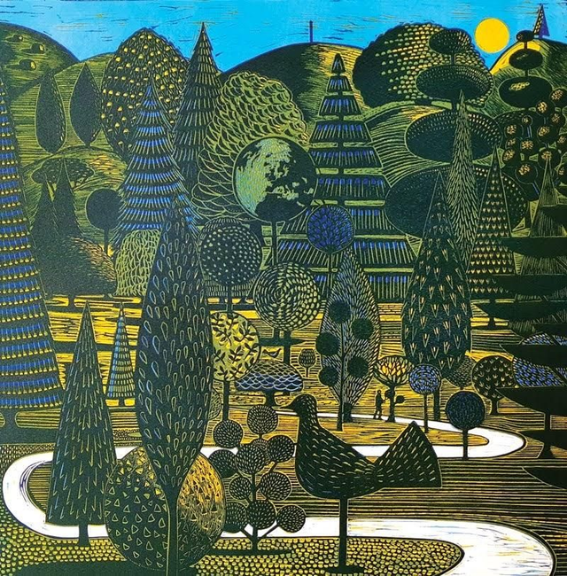 The Topiarist linocut - 3 cards