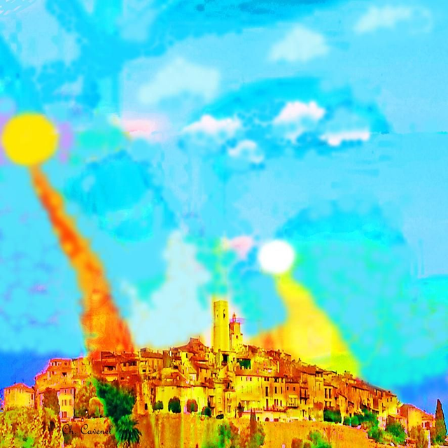 Foulard "Village de Saint Paul" 90 x 90 cm