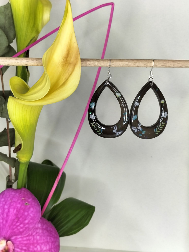 Boucles gouttes ajourées noires